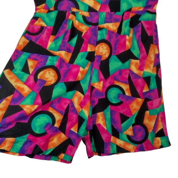 Vintage I&R Illusions Shorts Women Size 18 Bright Colorful Geometric Rayon Artsy - Picture 2 of 16